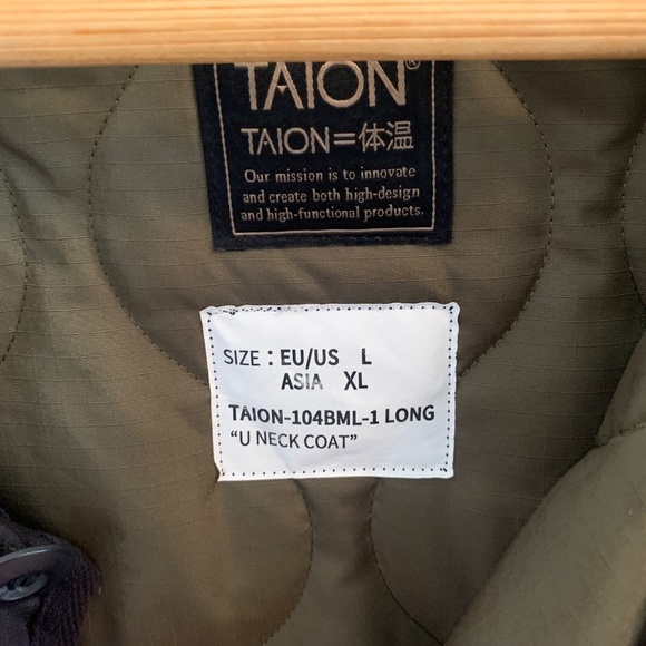 Taion Long Military Crew Neck Quilted Coat – Black (Size XL) | Lightweight, Warm - Picture 6 of 12